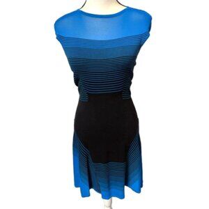 2/$30 OHNE TITEL 0Striped Knit Fit & Flare Sheer Yoke Dress Size S #2170